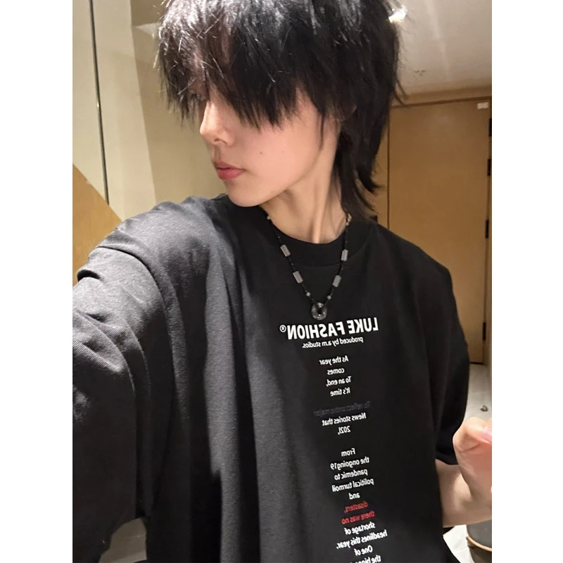 『WJUANJUAN』 2025夏美式复古宽松字母印花T恤男女慵懒风半袖t恤