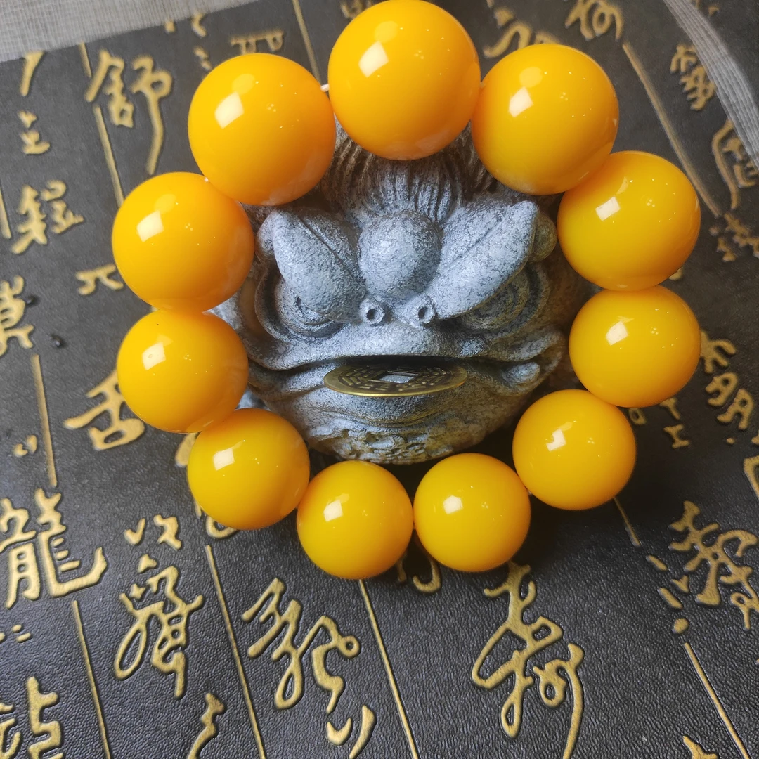 帝王黄色满肉22mm素圈单圈手串百搭男女款手串h001