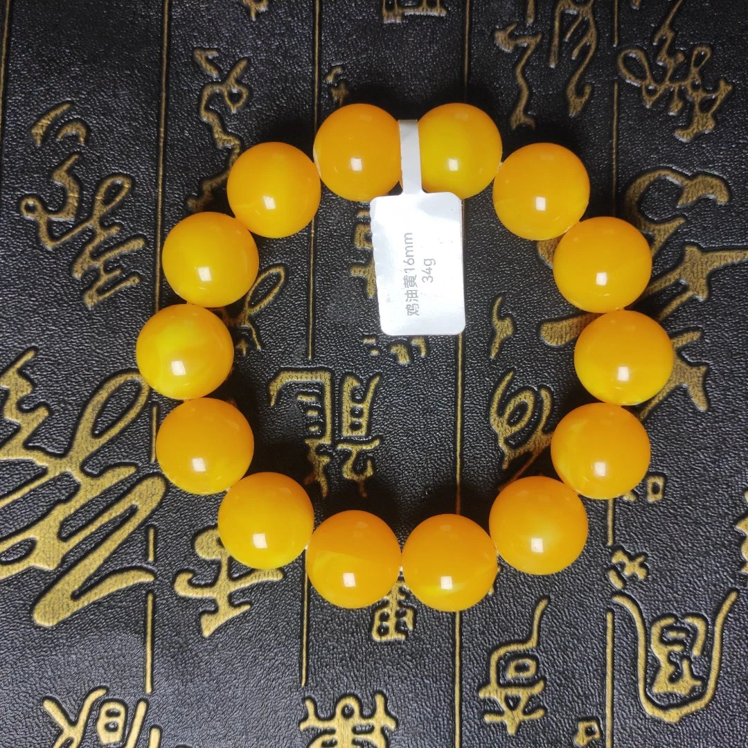 h001鸡油黄色手串手链【16mm】时尚饰品配饰