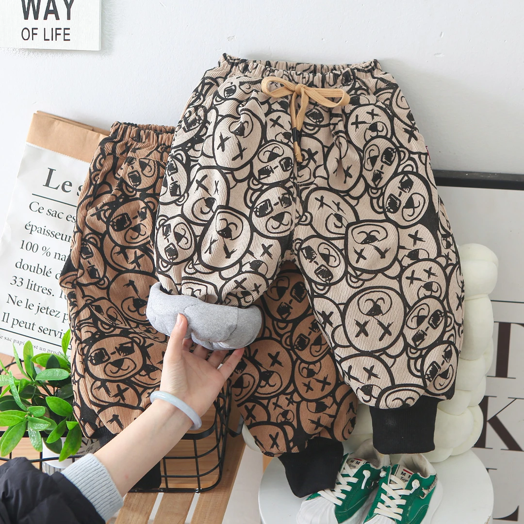 男童加厚裤冬款加厚2023新款儿童冬装运动裤休闲炸街长裤韩版裤子