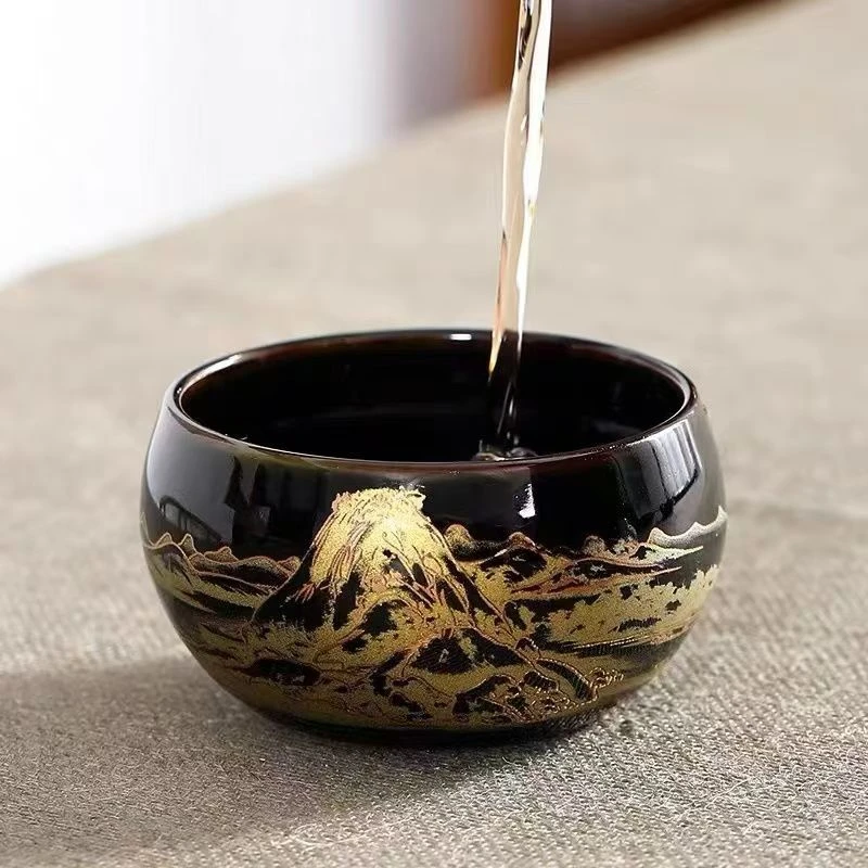 Q【乌金木叶】高端主人杯无礼盒手工陶瓷杯家用