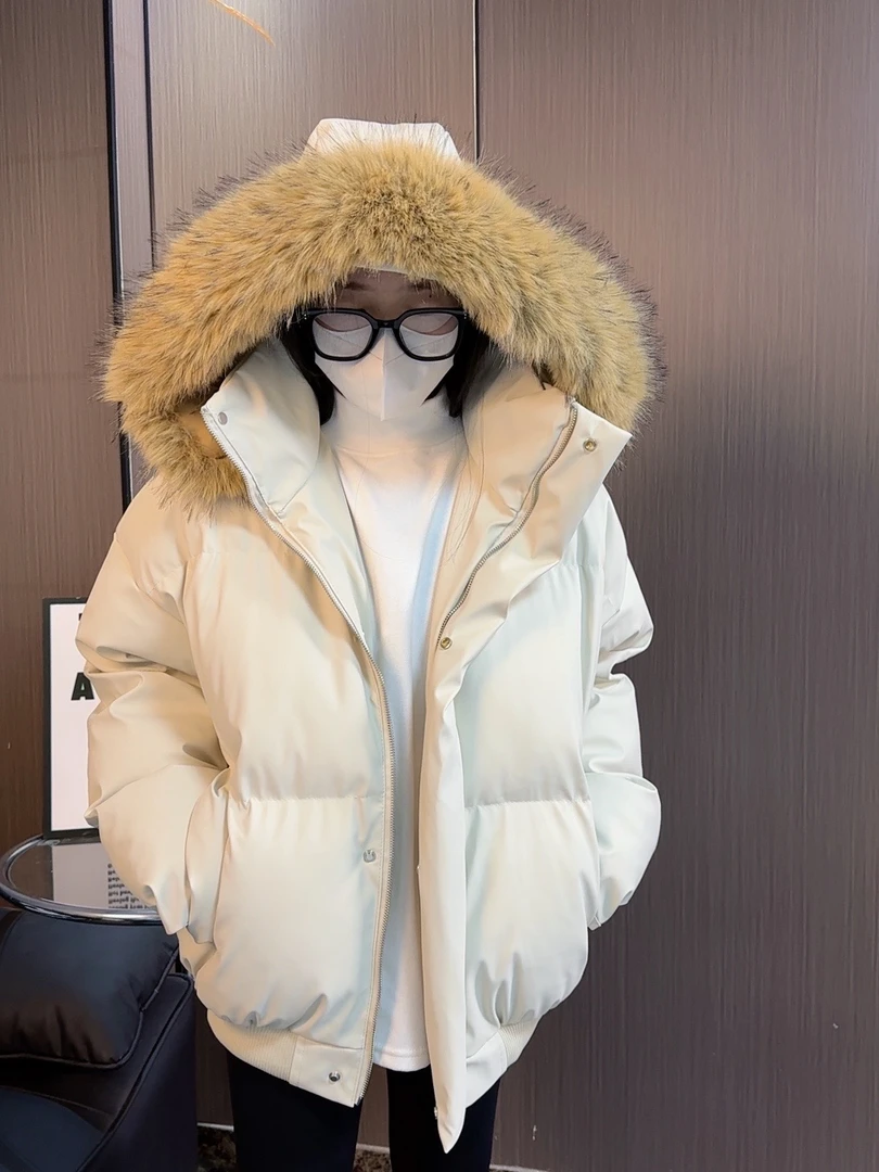 2024爆款棉服男女同款可卸脱大毛领棉衣外套潮牌高街保暖加厚棉袄