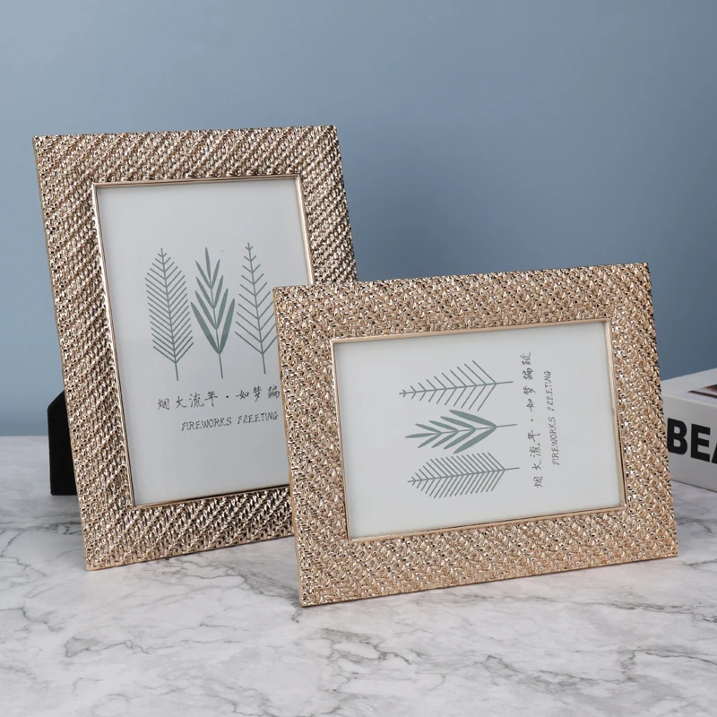 轻奢简约相框摆台个性轻奢创意婚纱照6寸7寸金属玻璃像框照片框