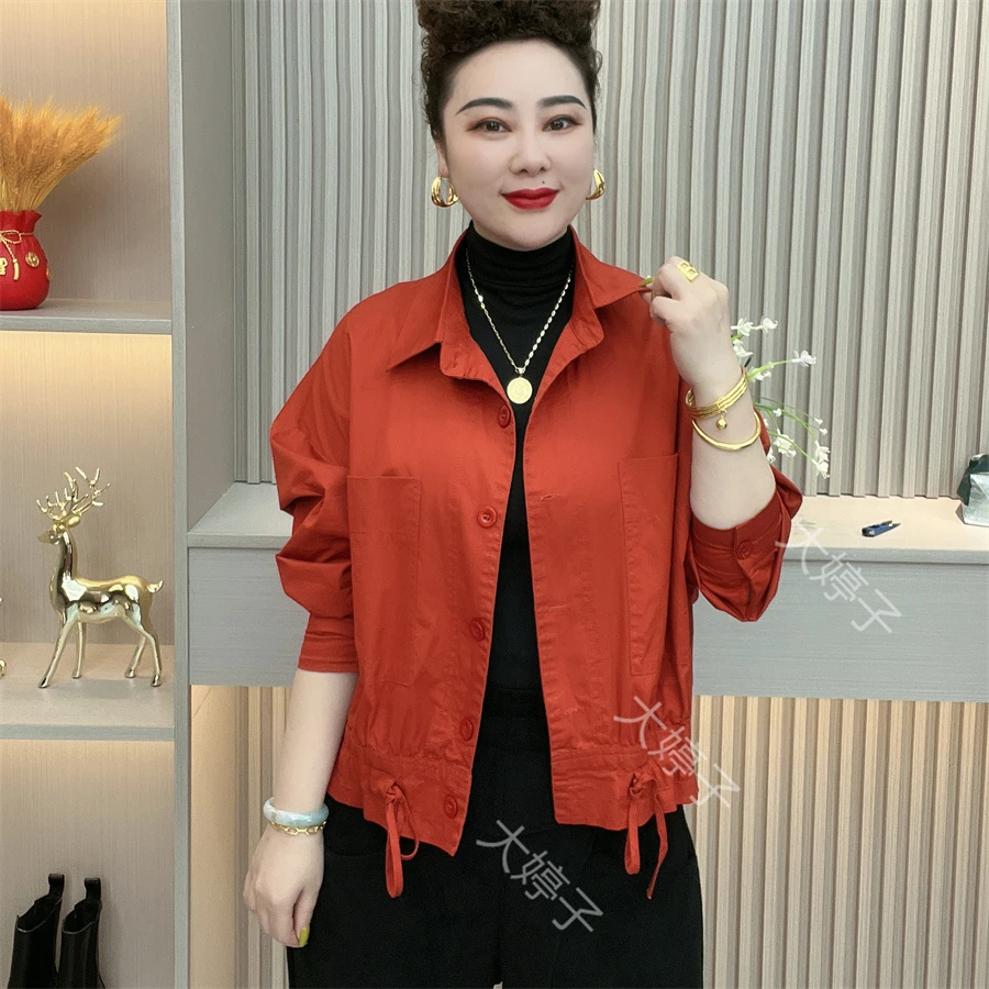 【大婷子严选】22601#春秋洋气翻领气质时尚短款纽扣抽绳春季外套