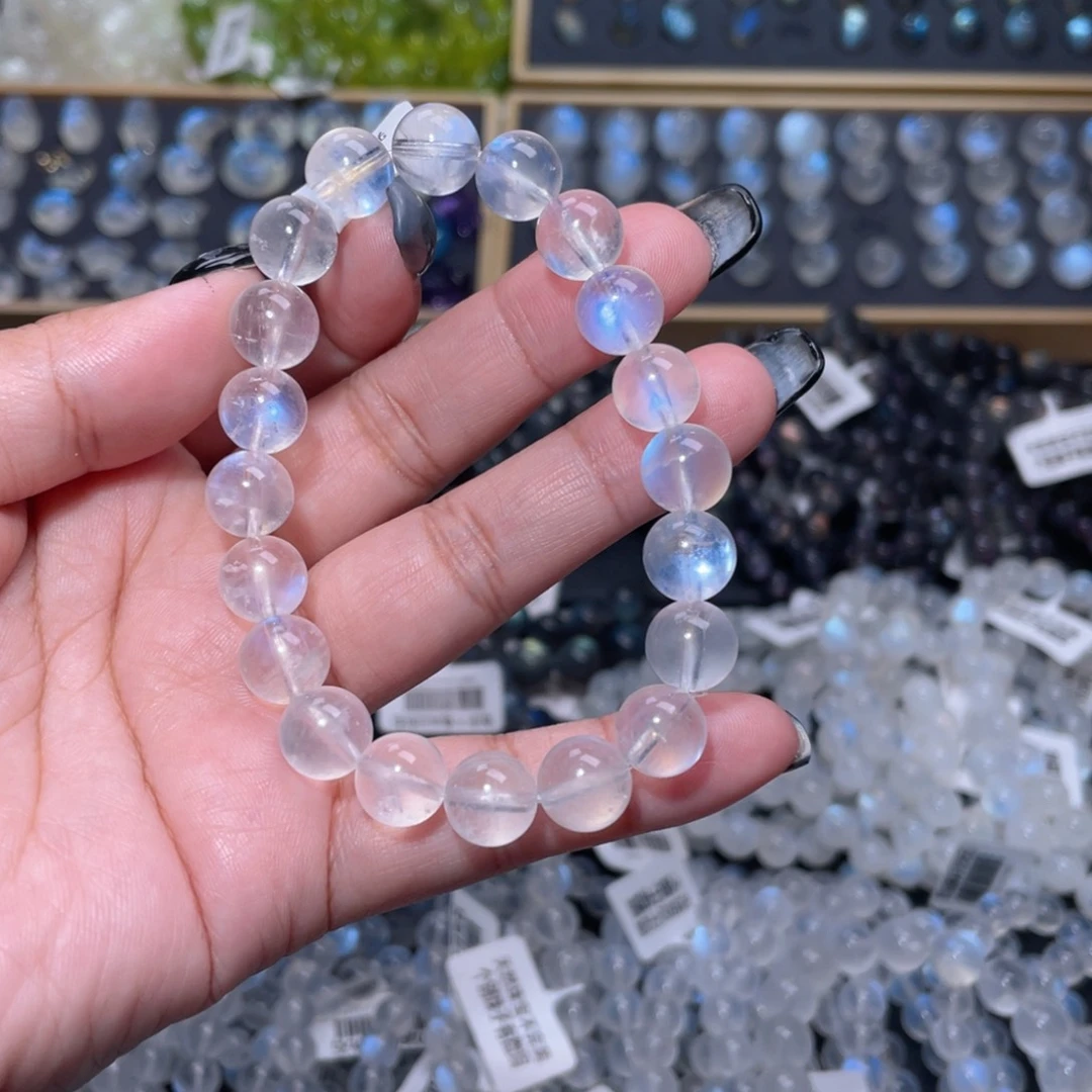 拉长石手链未镶嵌?***.蓝月光手链9.5mm+