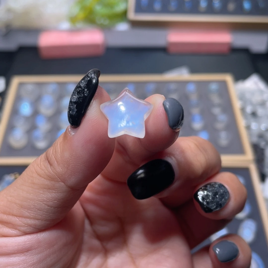 长石颈饰未镶嵌静*蓝月光星星➕提溜扣