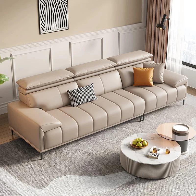 现代简约奈迪芬真皮沙发小钢琴键直排沙发客厅小户型网红设计师款