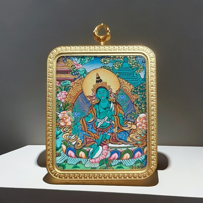 手绘唐卡绿母非遗艺术纯手工纯手工唐卡纯手工唐卡