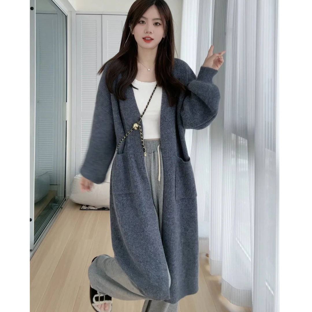 【豆子专属】新款针织衫女开衫百搭口袋女装加厚韩版毛衣外套网红款