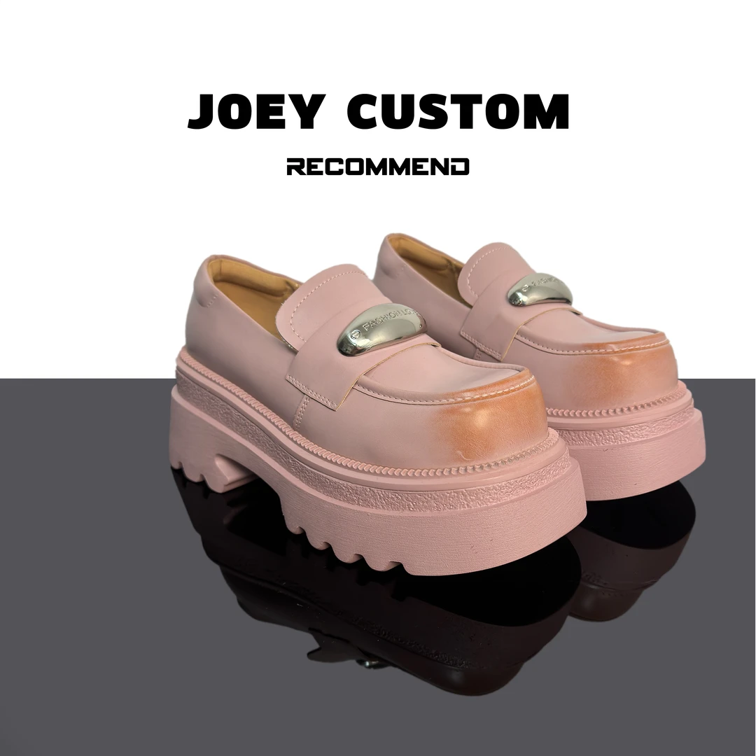 JOEY 【奶油樱花】小众轻奢厚底擦色厚底圆头乐福鞋 2842/18003