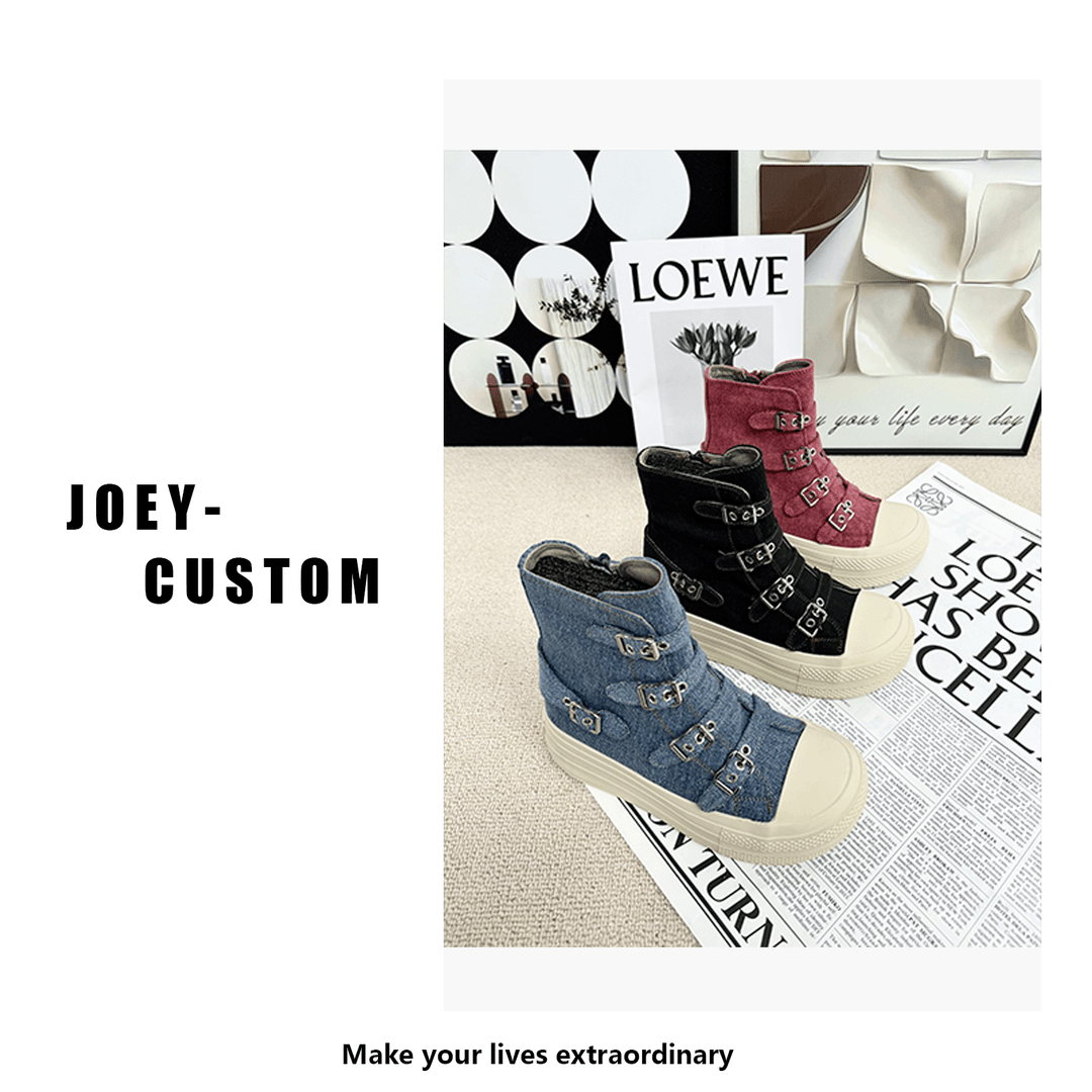 JOEY|小个子轻便厚底ins高帮帆布鞋潮流女增高潮鞋67-256
