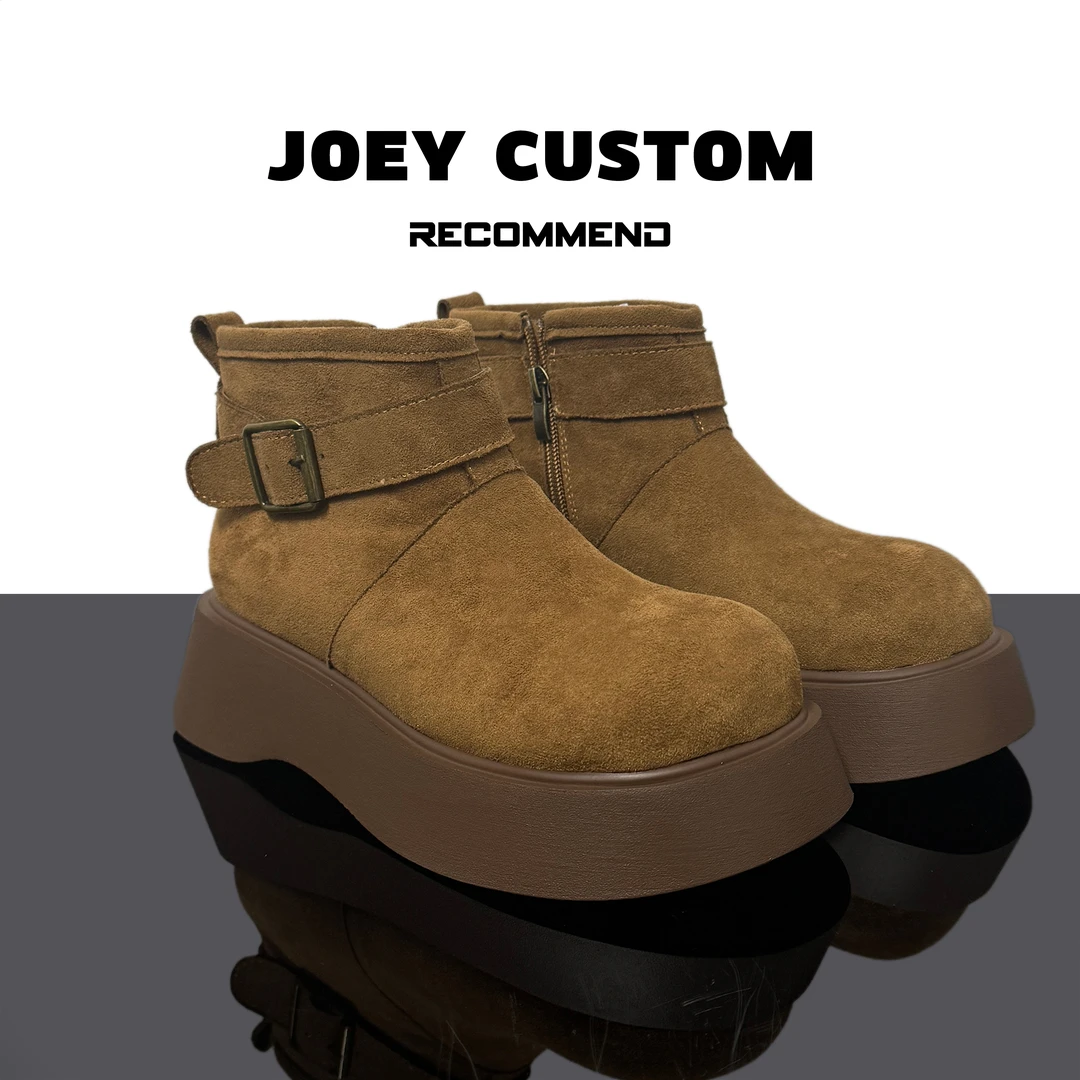 JOEY | 冬季新品保暖绒面侧拉链短靴厚底时尚复古女潮靴  272058