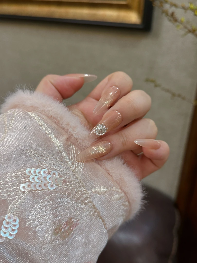 【初雪】简约猫眼锆石雪花    秋冬必备气质显白手工穿戴甲