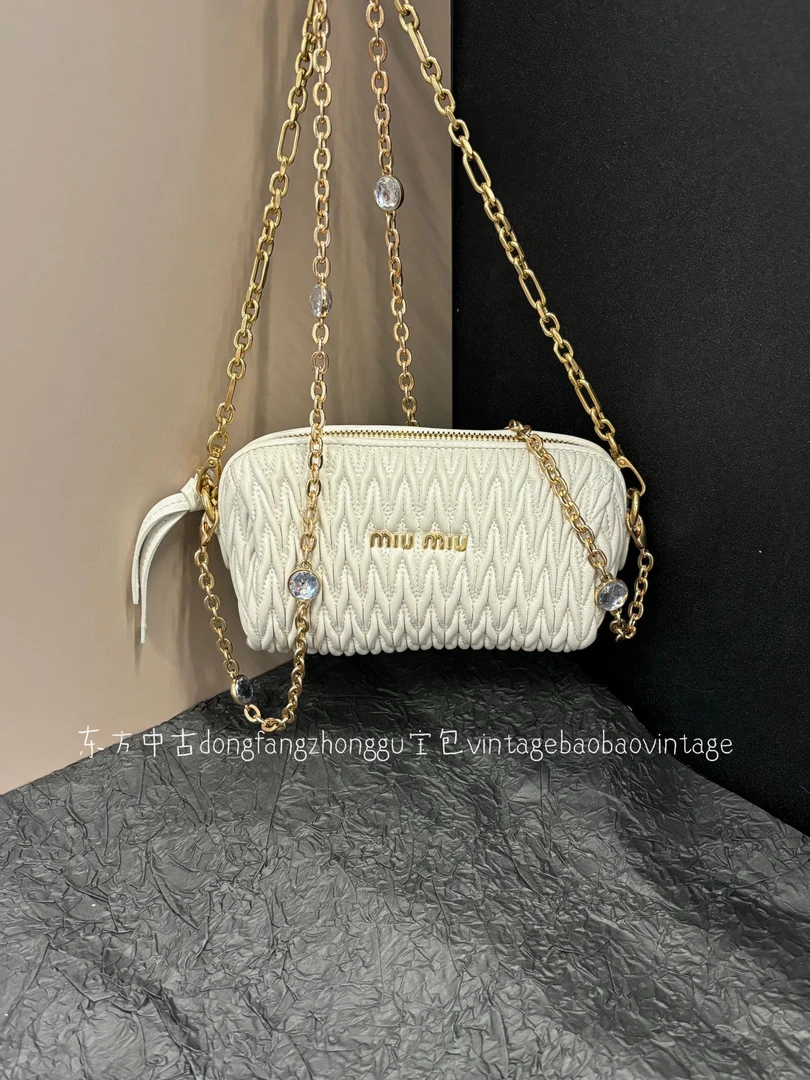 95新 MIU MIU/缪缪 （K）miumiu 白金宝石链斜挎包