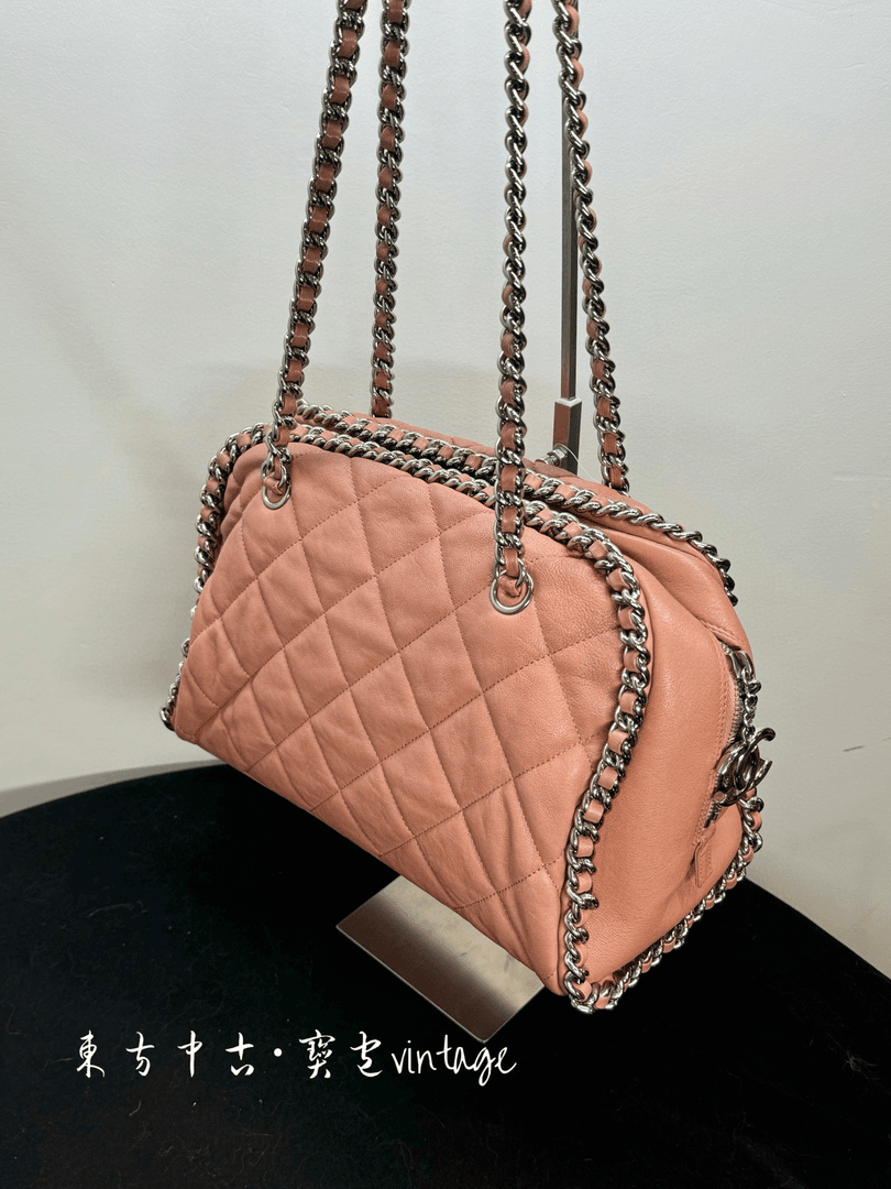 95新 Chanel/香奈儿 (K)chanel 粉色滚边单肩包