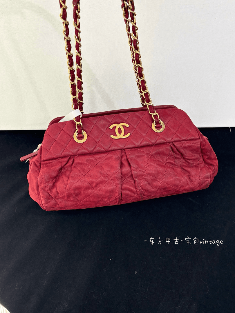 95新 Chanel/香奈儿 （K）chanel 酒红色单肩包