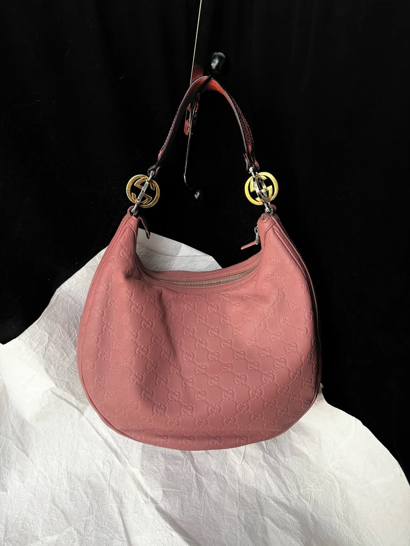 95新 GUCCI/GUCCI (K)gucci 粉色腋下单肩包