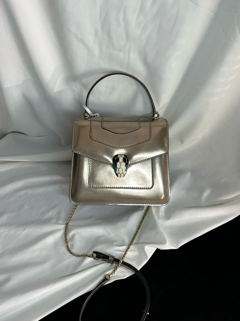 95新 BVLGARI/宝格丽 宝格丽 金色蛇头手提斜挎包(K)
