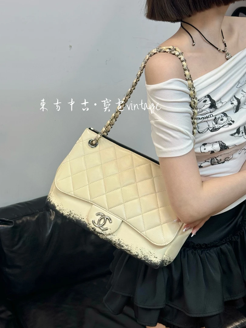 95新 Chanel/香奈儿 (K)chanel 奶茶色cf渐变单肩包