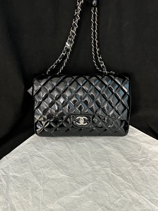95新 Chanel/香奈儿 chanel黑银cf单肩包