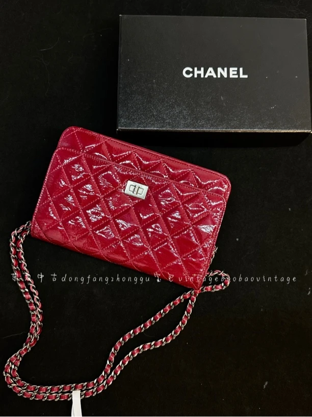 95新 Chanel/香奈儿 (K)chanel 玫红色2.55扣woc斜挎包