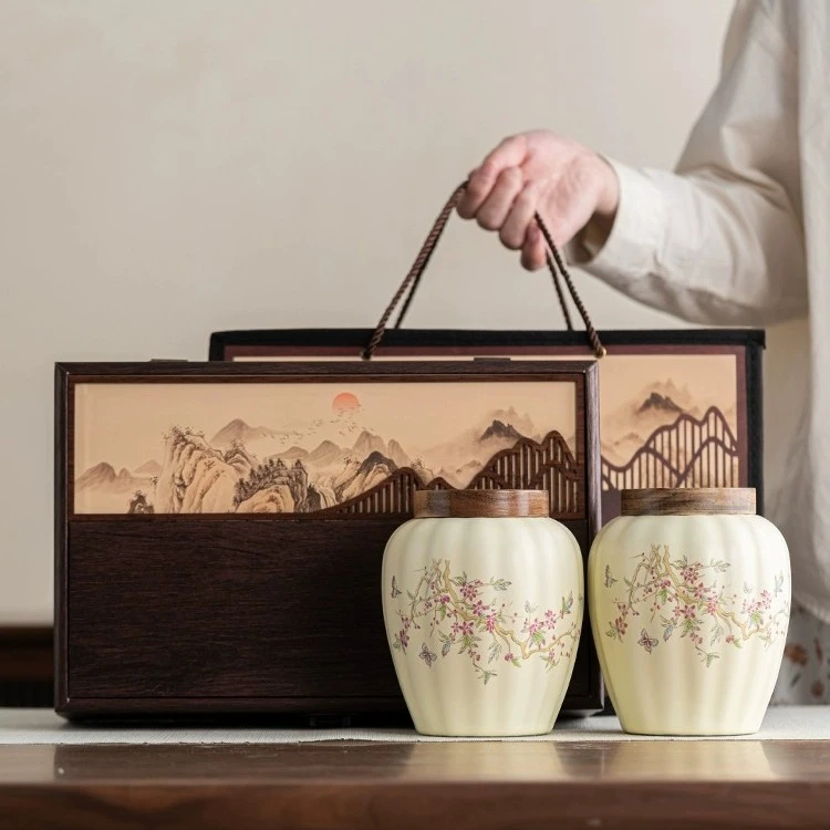 茶叶罐大号半斤装汝窑茶叶储存罐日式多用陶瓷防潮罐家实用密封