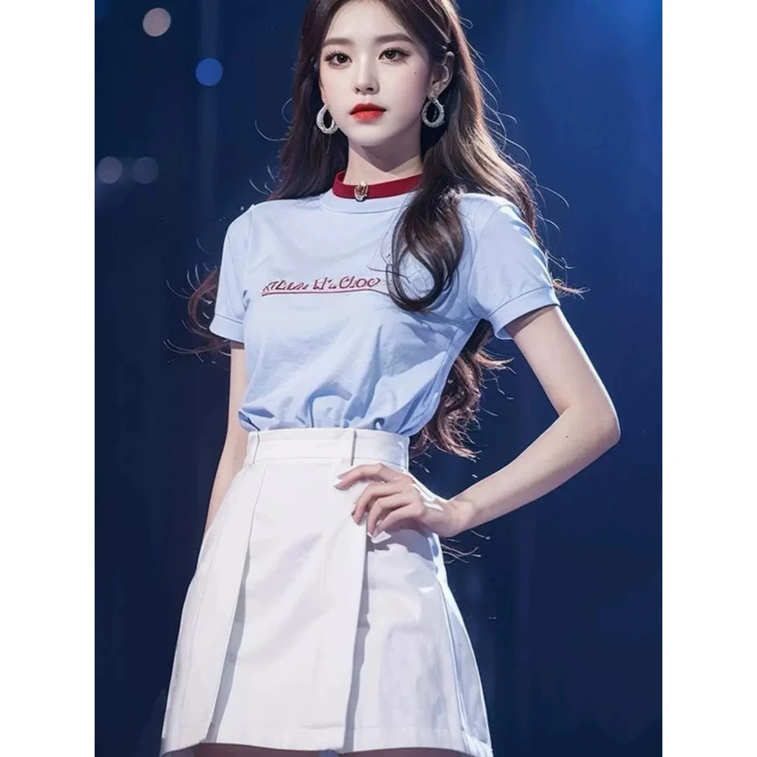 2024夏季小个子穿搭一整套时尚洋气减龄甜美风短袖T恤短裙套装女