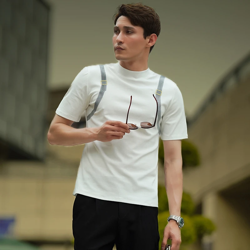 男装夏季透气短袖修身圆领印花半袖休闲商务宽松百搭帅气POLO衫