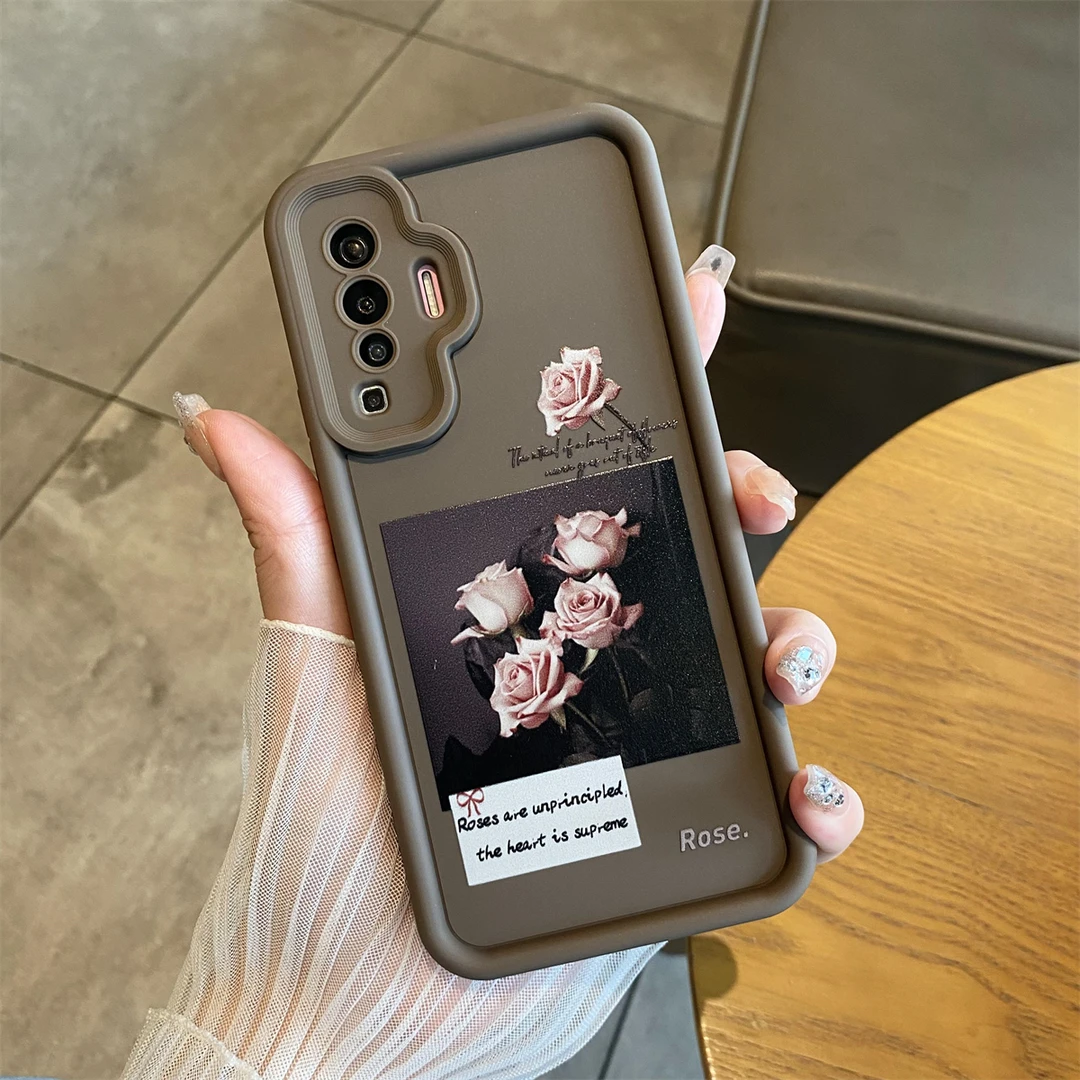 她的熊适用于VIVO X50冷淡玫瑰手机壳防摔美拉德风天眼阶梯壳保护