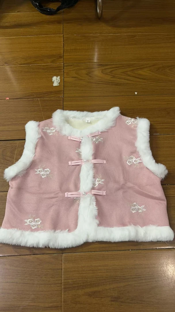 V-2109 粉色马甲 冬款加厚年轻款改良