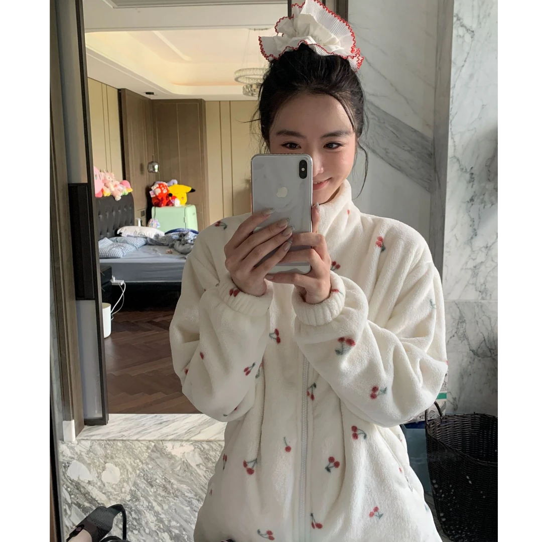 杜小宅暖暖套装软绵绵保暖家居服纯色套装加绒加厚宽松百搭休闲