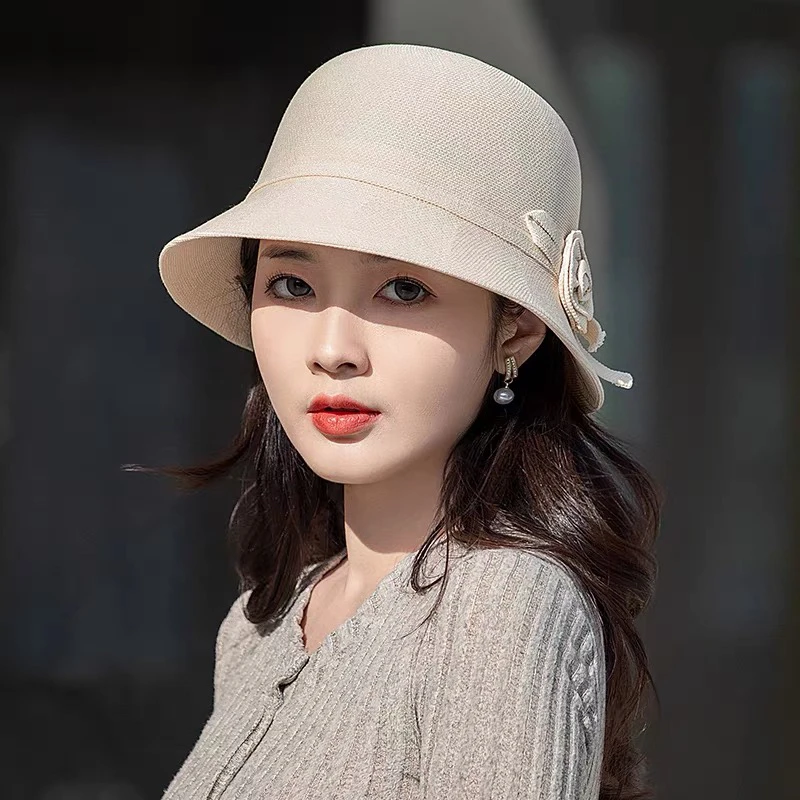 防晒帽子女款2024新款春秋显脸小遮阳帽女时尚洋气夏季太阳渔夫帽