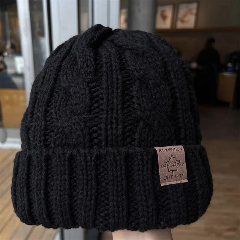 毛线帽男女冬天韩版休闲保暖加绒加厚百搭麻花粗针织防风护耳帽子