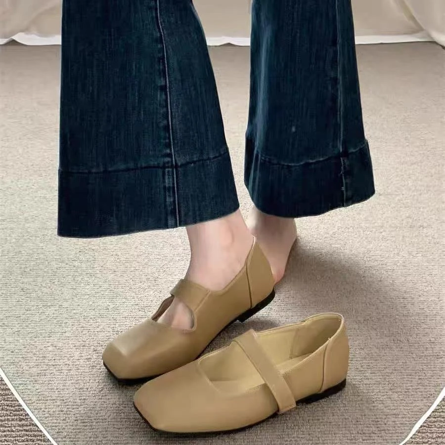 粗跟浅口单鞋女夏季新款软皮中跟一字扣玛丽珍鞋舒适女鞋1310-2