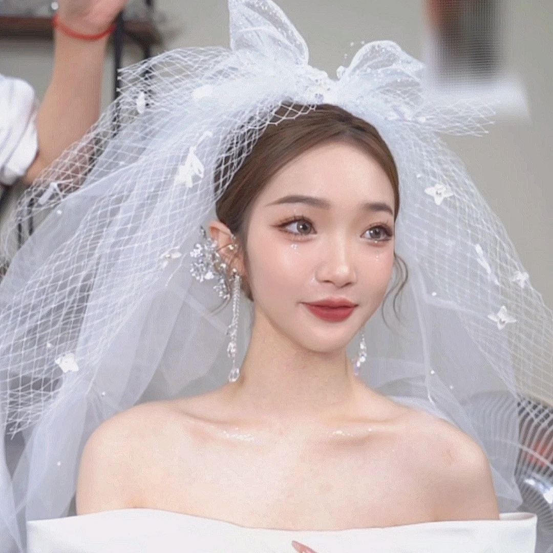 非金属婚庆饰品 新款新娘仙美头纱45