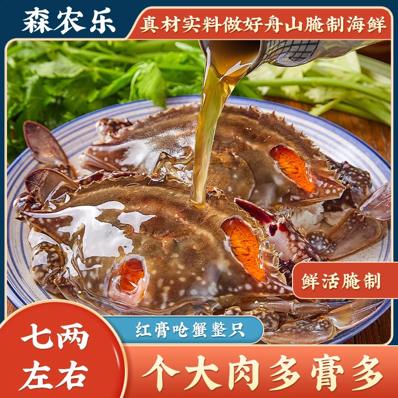 【6-8两飞机红膏呛蟹】舟山特产飞机红膏呛蟹鲜活咸鲜可口切块即可