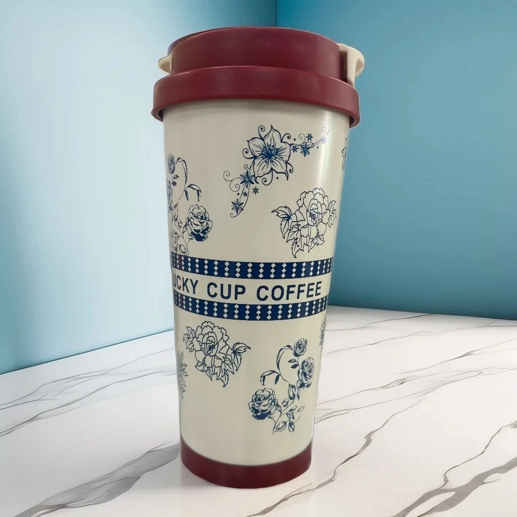 【粉丝福利】高颜值500ML铃兰杯保温杯双饮车载杯吸管咖啡杯金属罐