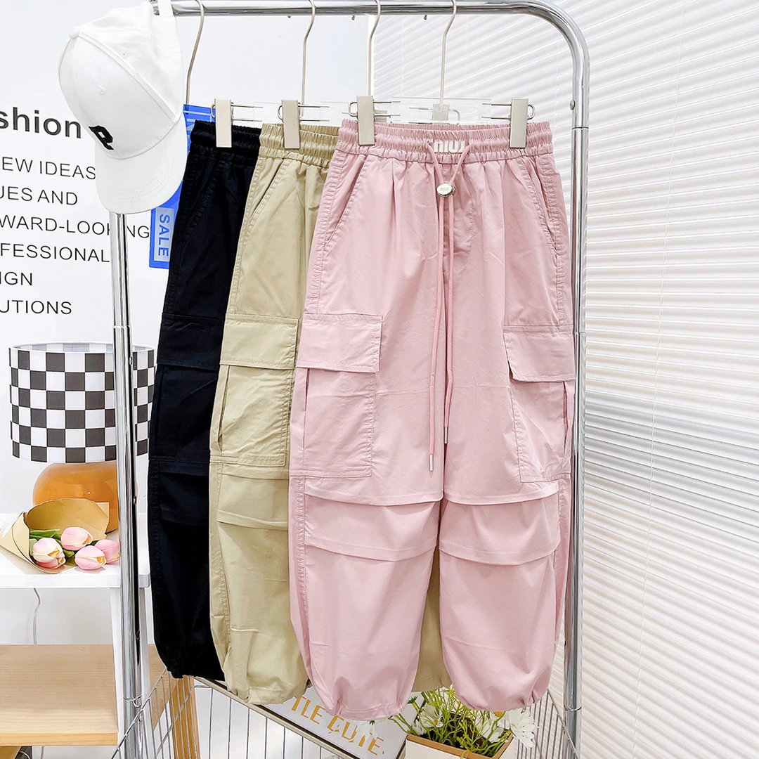 夏季新款女童运动工装裤儿童夏装女孩休闲裤子宽松zb3040简约童品