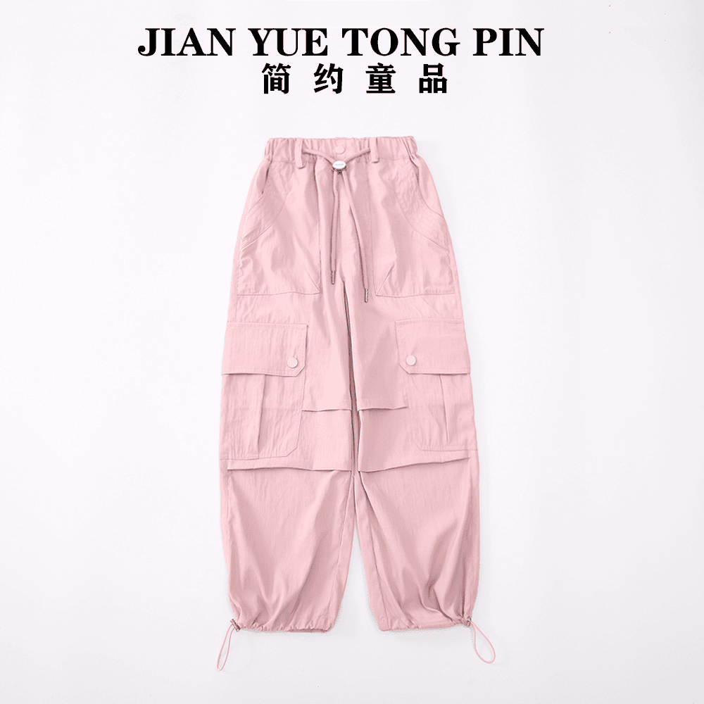 夏季新款女大童工装裤休闲洋气宽松运动裤百搭时尚zb3253简约童品