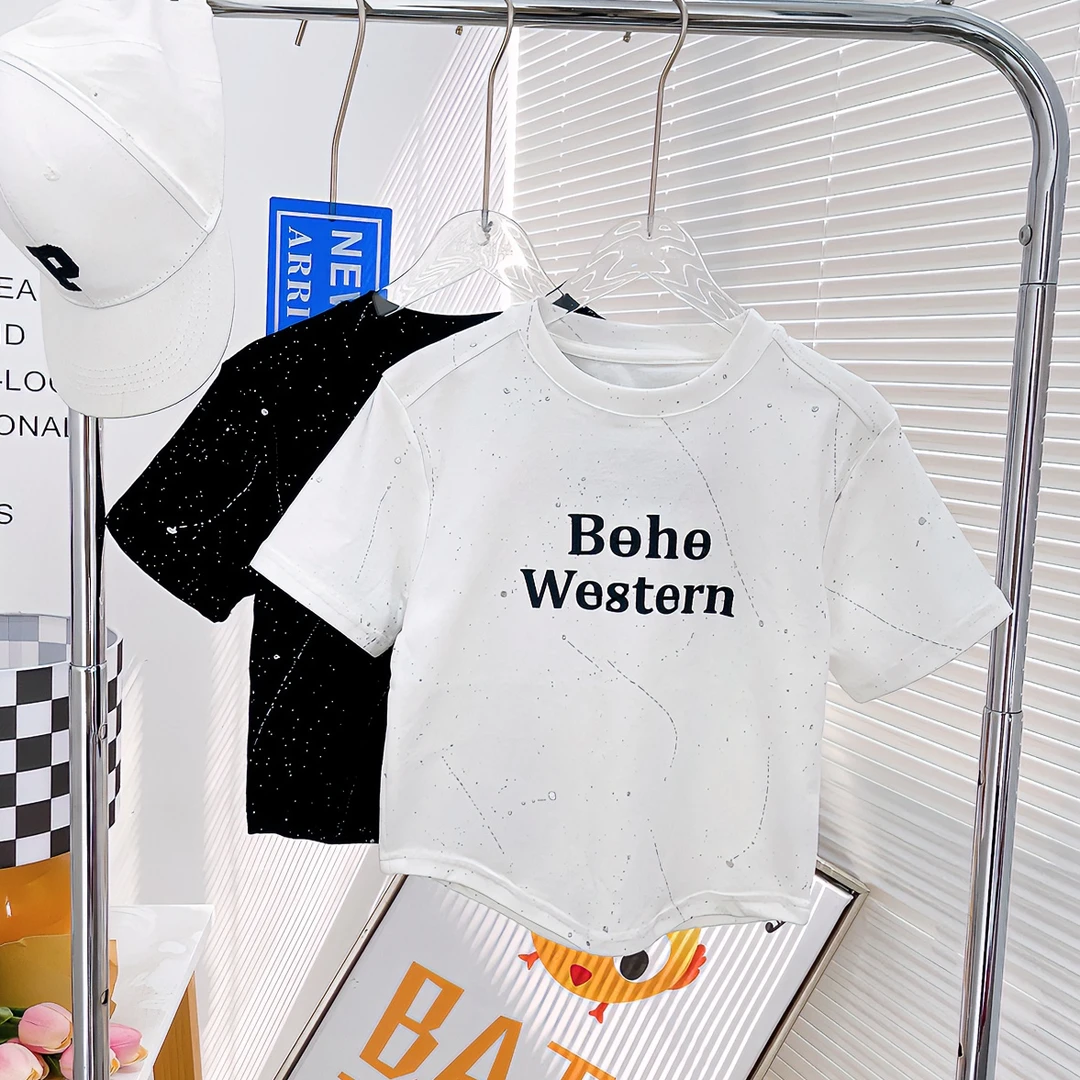 春秋新款短袖t恤织里春夏童装女大童宽松休闲夏季zb2762 简约童品