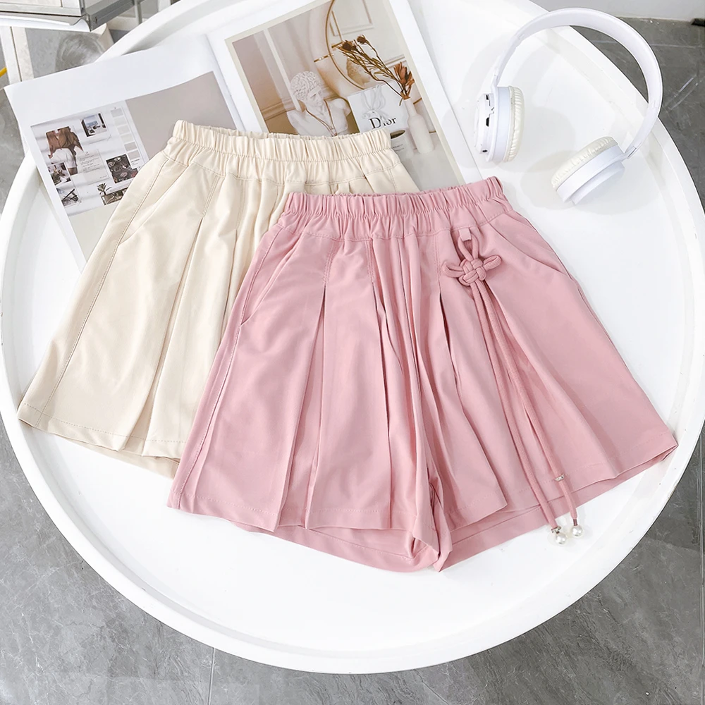 夏季新款女大童纯色百褶裙裤休闲百搭童装薄款外穿zb3137简约童品