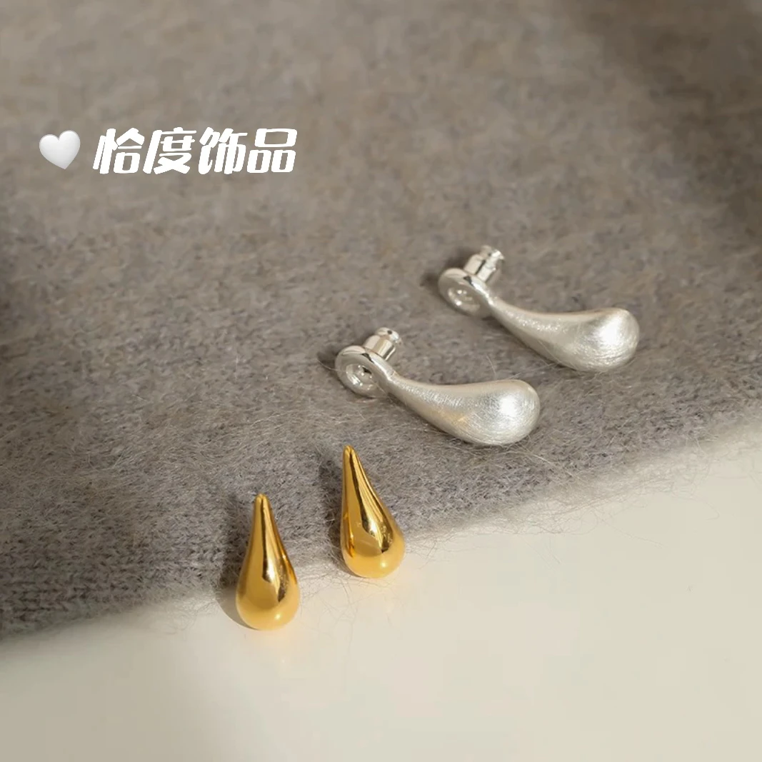 设计感两戴撞色水滴耳钉清冷高级感耳环