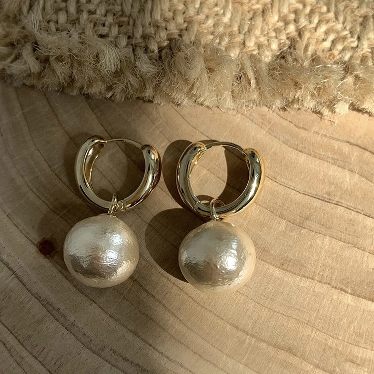 法式棉花珠珠气质高级感小香风耳扣