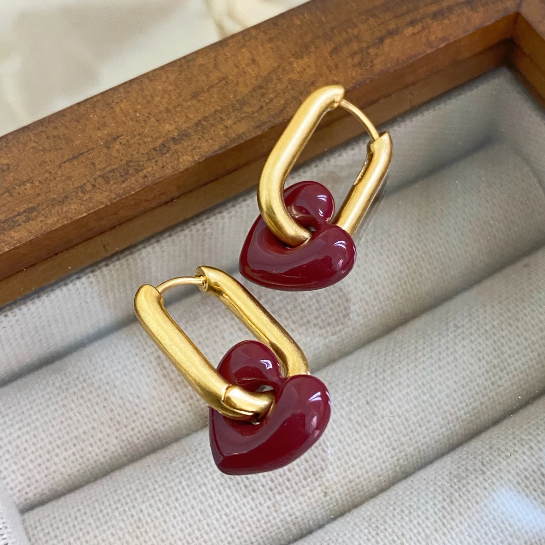 铜合金耳饰 【恰度】S925银复古两戴爱心耳扣时尚百搭高级感