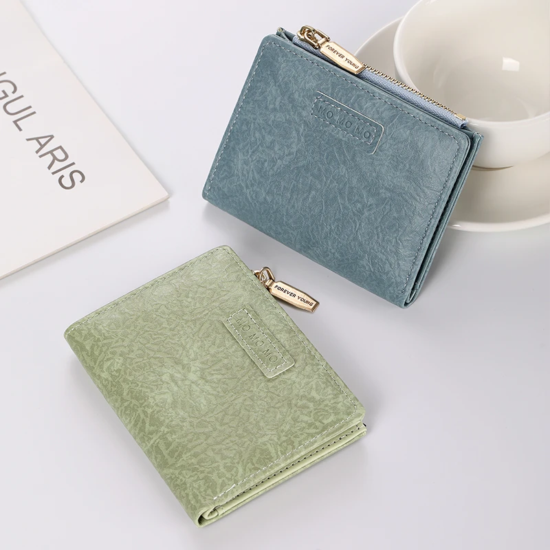 新款日式可爱卡通学生短款卡包拉链零钱包女士两折小清新皮夹钱夹