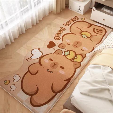 卡通可爱动物仿羊绒卧室床边毯儿童长条地垫客厅房间加厚沙发地毯