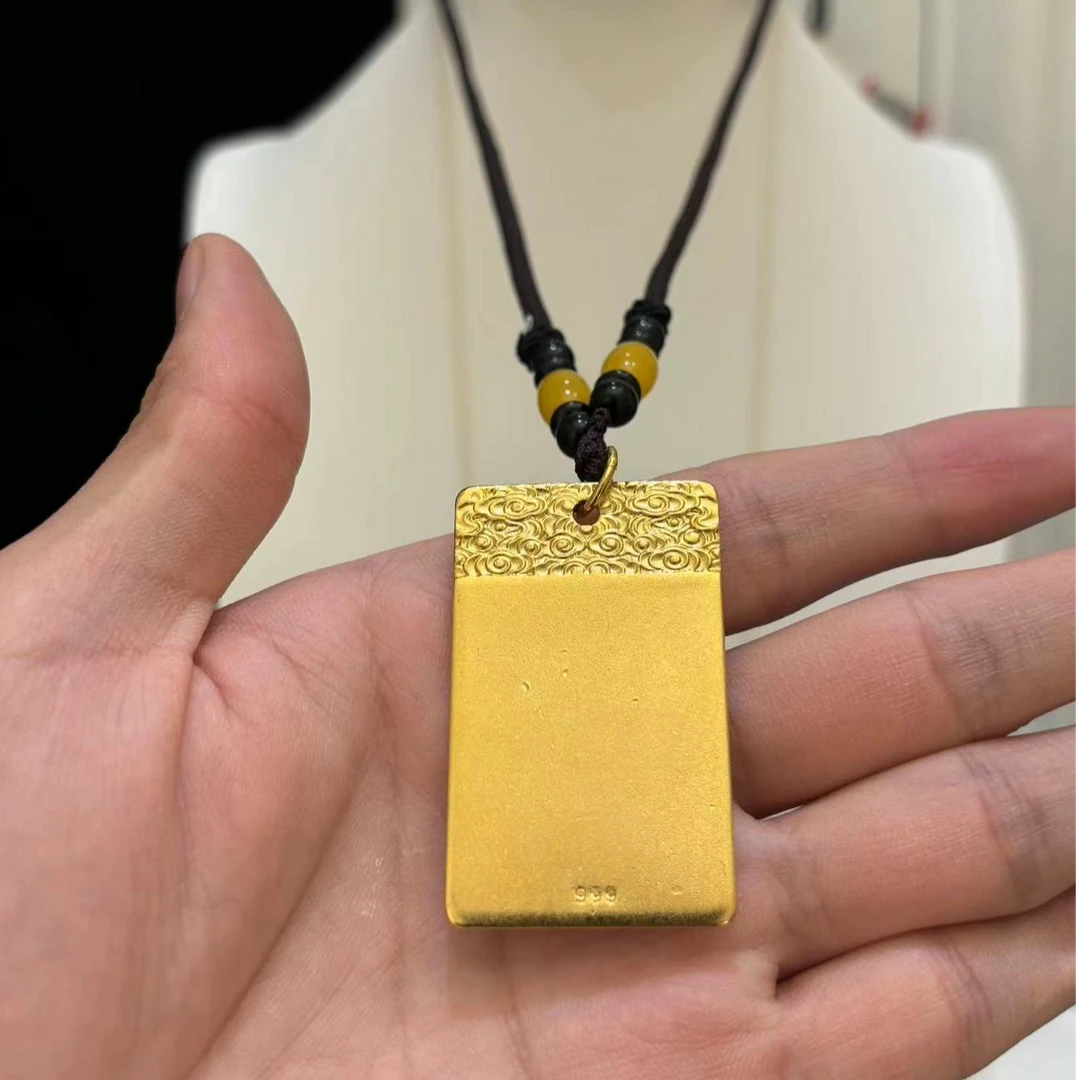 合金吊坠 【无事牌吊坠】大福家手工时尚复古素圈实心挂坠传承素款