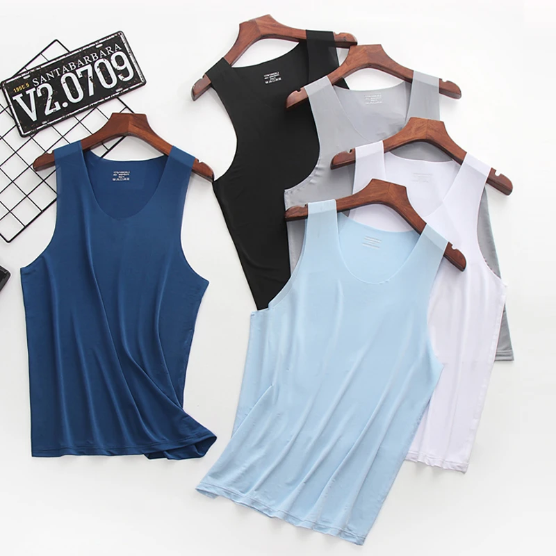 夏季冰丝背心男冰感无袖汗衫无痕薄款打底衫健身跨栏篮球运动坎肩