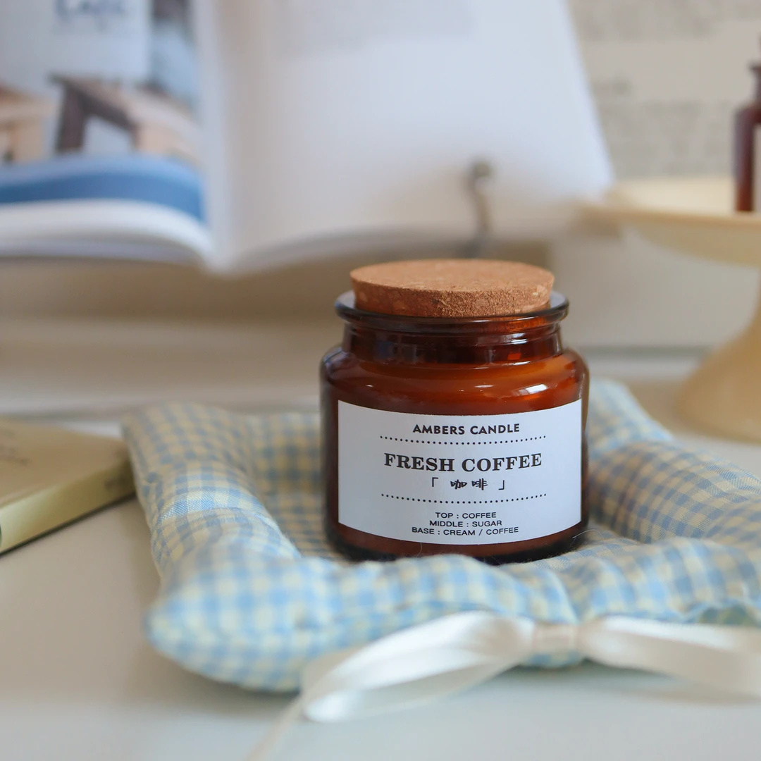 新鲜咖啡香味 琥珀色玻璃土壤罐手工自制香薰蜡烛小众香氛礼物