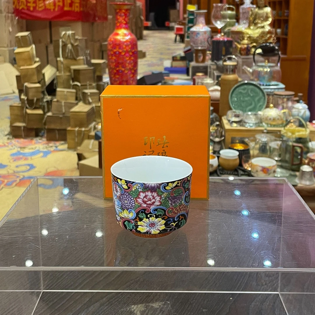 【闪购商品】珐琅彩黑牡丹主人杯，001345